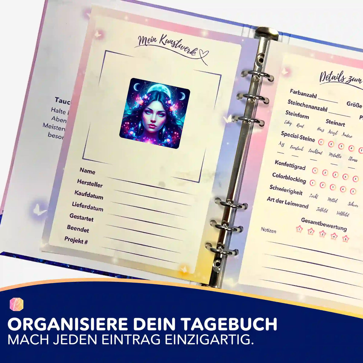 Mondprinzessin Sticker für Diamond Painting Tagebuch zur Organisation von Kunstwerken