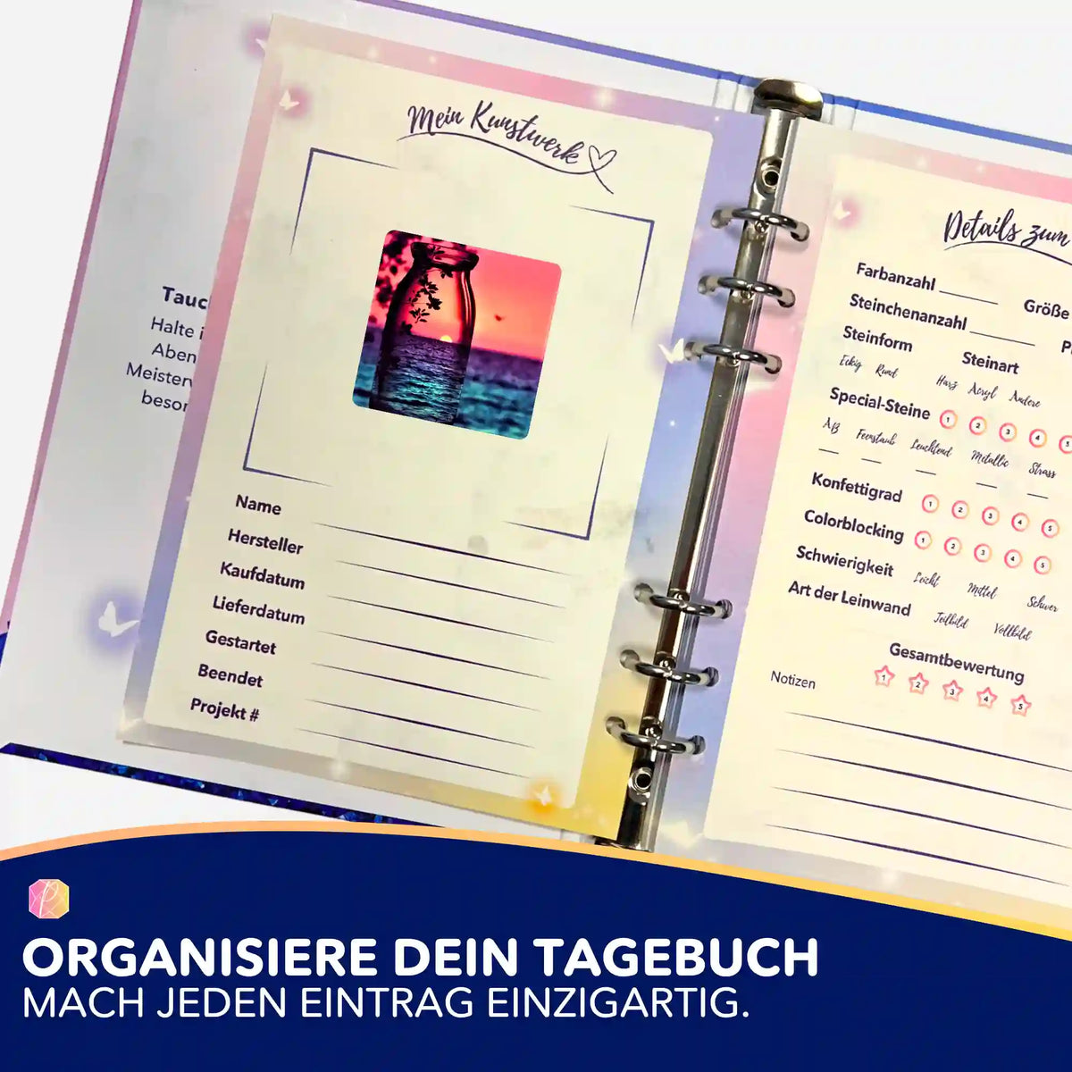 Picmondoo Diamond Painting Aufkleber Roter Sonnenuntergang zur Organisation im Tagebuch für Do-it-yourself Bastelsets