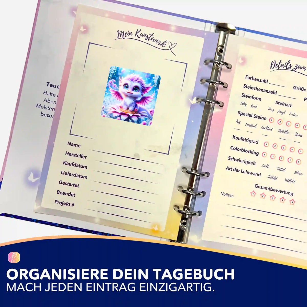 Elun Aufkleber für Diamond Painting Tagebuch zur Organisation von Projektdetails und Fortschritt