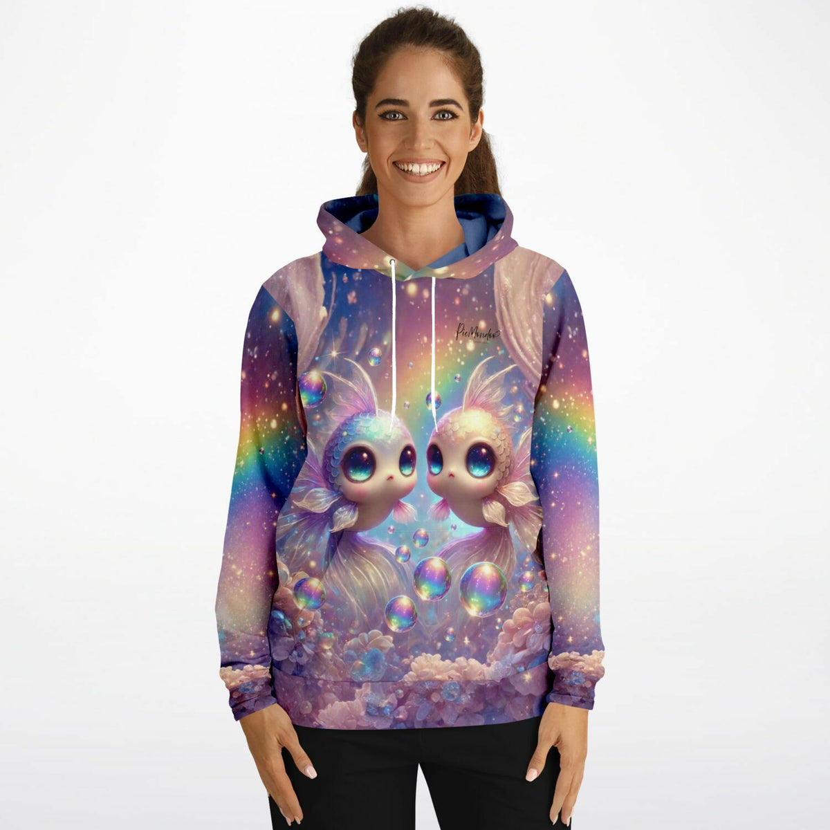 Dreamer Hoodie mit magischem Glitzerwelt-Motiv, inspiriert von Diamond Painting Ästhetik und bunten Regenbogenfarben