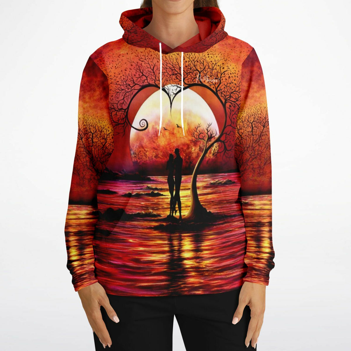Dreamer Hoodie Baum der Liebe mit romantischem Pärchen-Motiv im Stil von Diamond Painting und Malen nach Zahlen Kunst