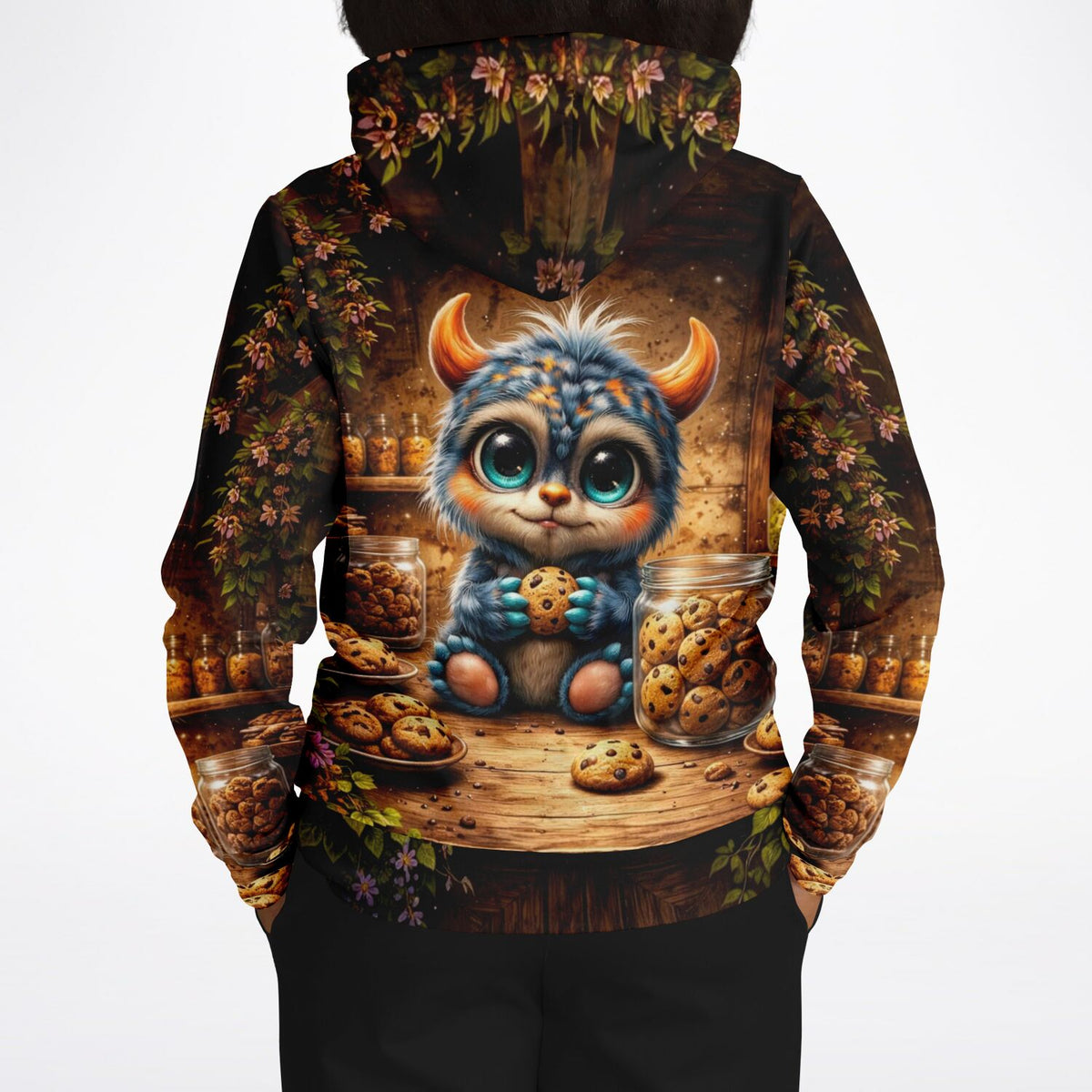 Dreamer Hoodie mit niedlichem Monster-Motiv und Keks-Design, perfekt für Fans von Malen nach Zahlen und Diamond Painting