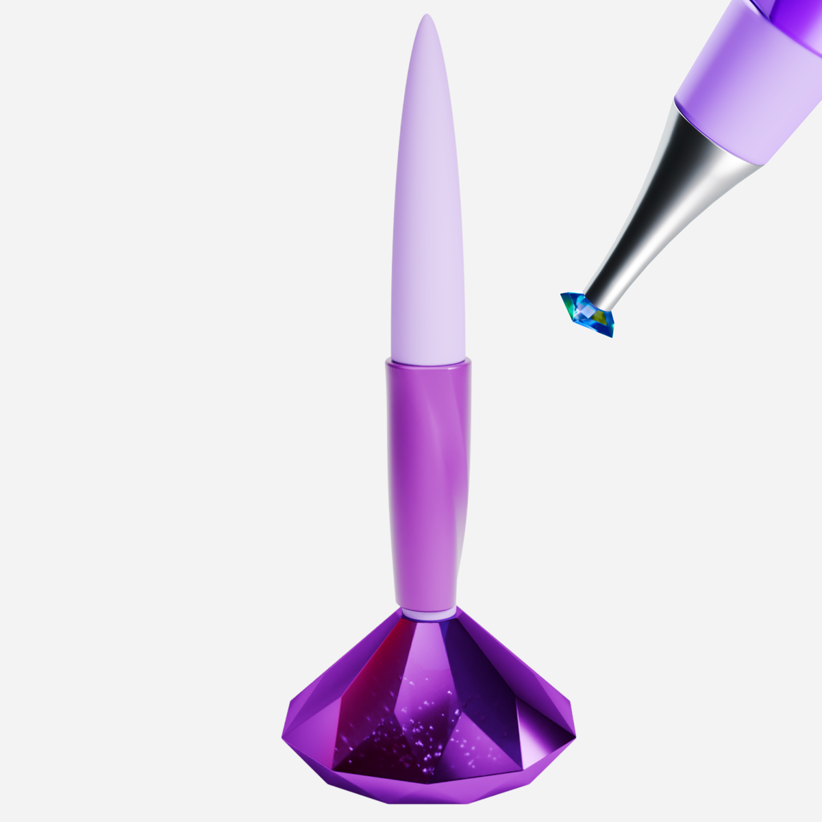 Lila Flow-Pen Mini Diamond Painting Stift mit blauem Glitzerstein für präzises Arbeiten ohne Wachs
