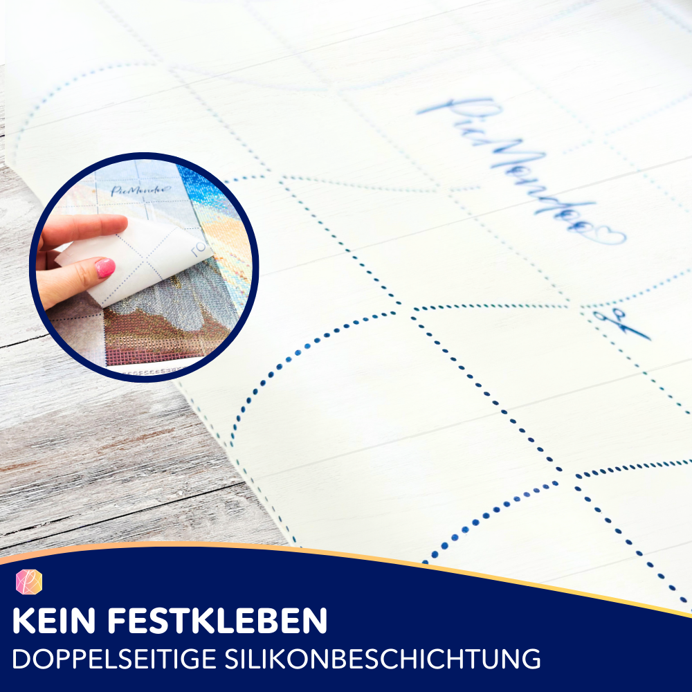 Diamond Painting Silikonpapierrolle mit 5x5cm Raster zur einfachen Anwendung auf der Leinwand und Schutz vor Festkleben.