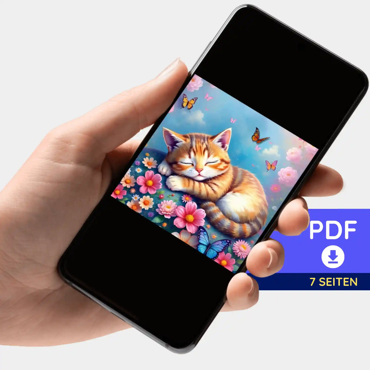 Digitale PDF-Bildmappe mit schlafender Katze für Diamond Painting und Malen nach Zahlen Projekte von Picmondoo
