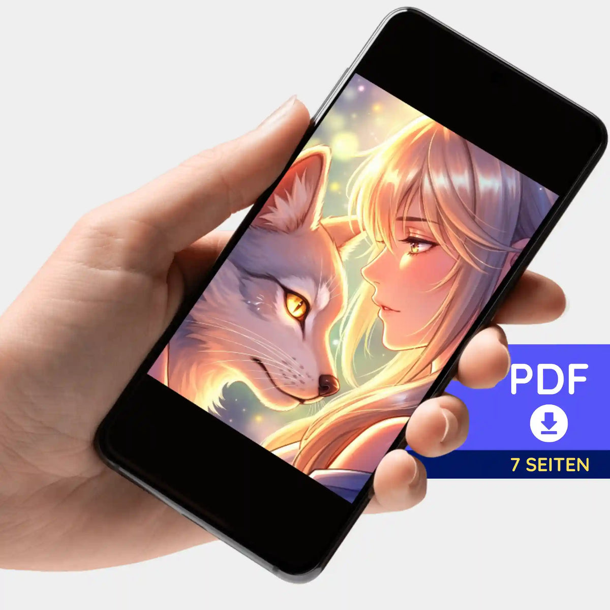 Digitale PDF-Bildmappe für Diamond Painting Motiv Bedingungsloses Vertrauen auf Smartphone präsentiert