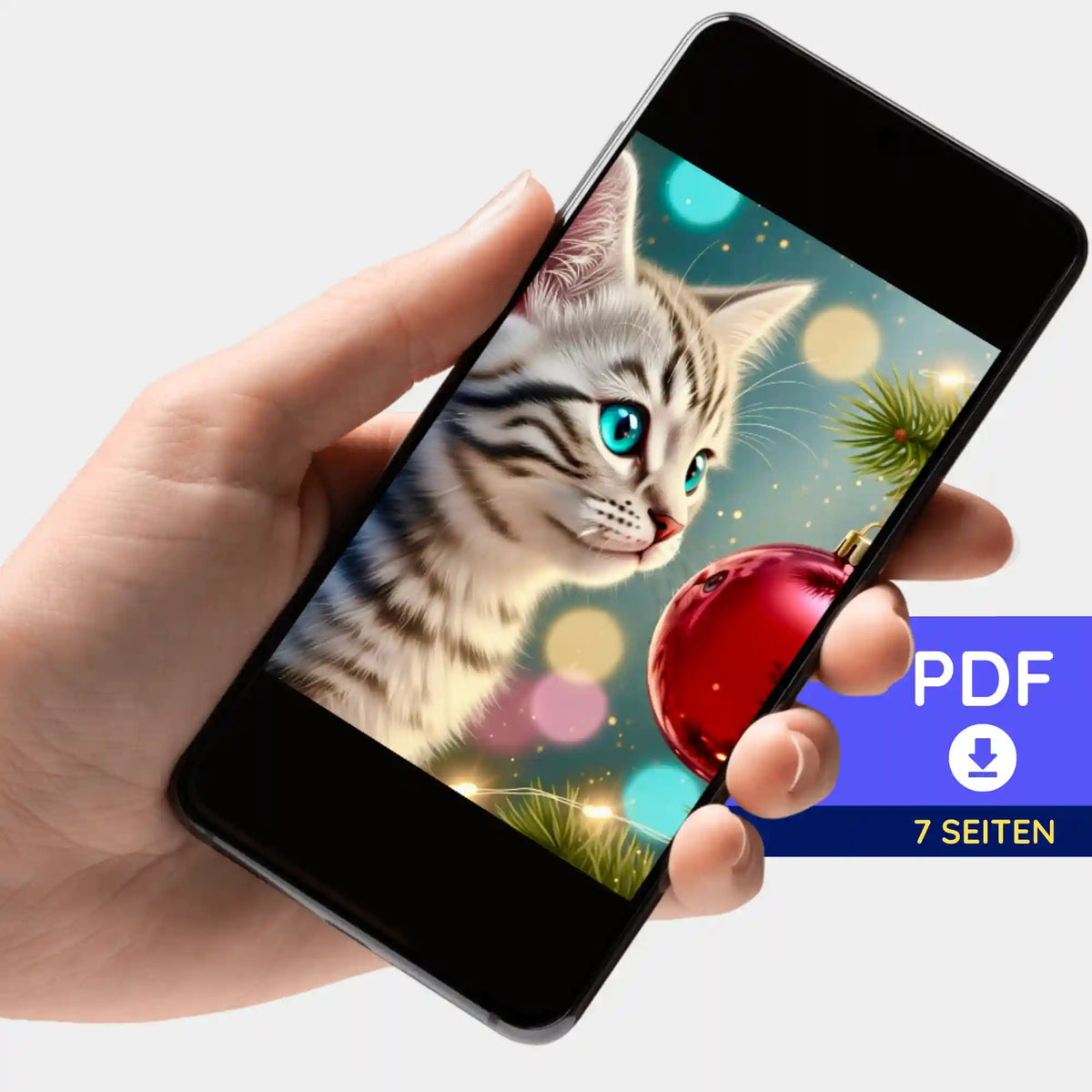Digitale PDF-Bildmappe Minka für Diamond Painting Set mit süßem Kätzchen-Motiv, als Download verfügbar