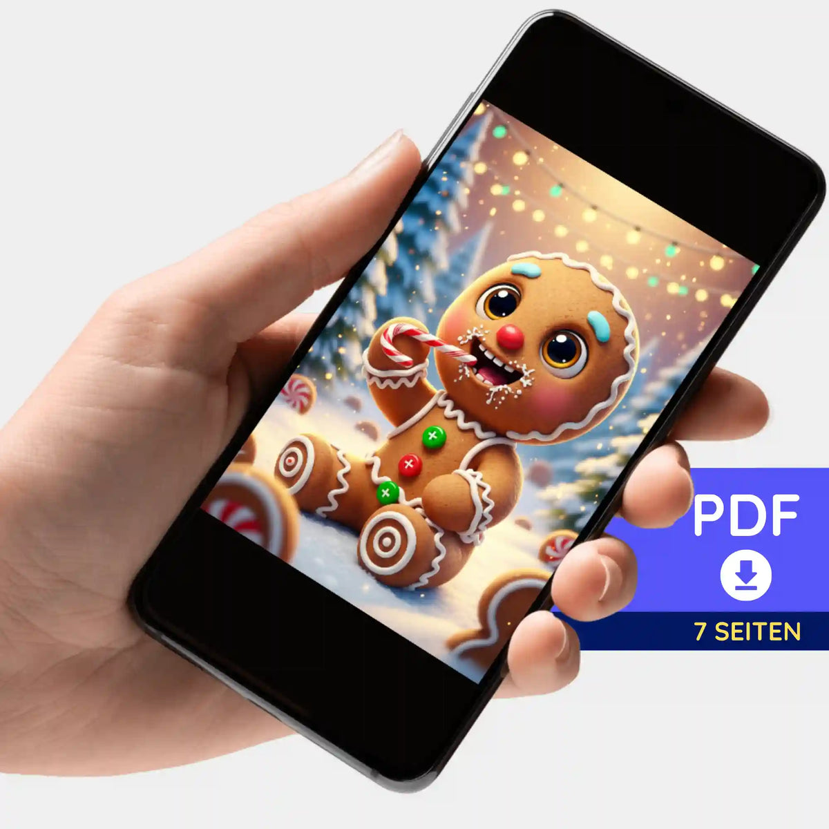 Digitale PDF-Bildmappe mit Lebkuchenmann-Motiv für Diamond Painting und kreative DIY-Bastelprojekte von Picmondoo