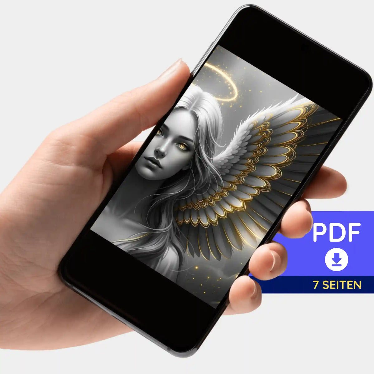Digitale PDF-Bildmappe mit Golden Angel Motiv für Diamond Painting und Malen nach Zahlen Projekte von Picmondoo