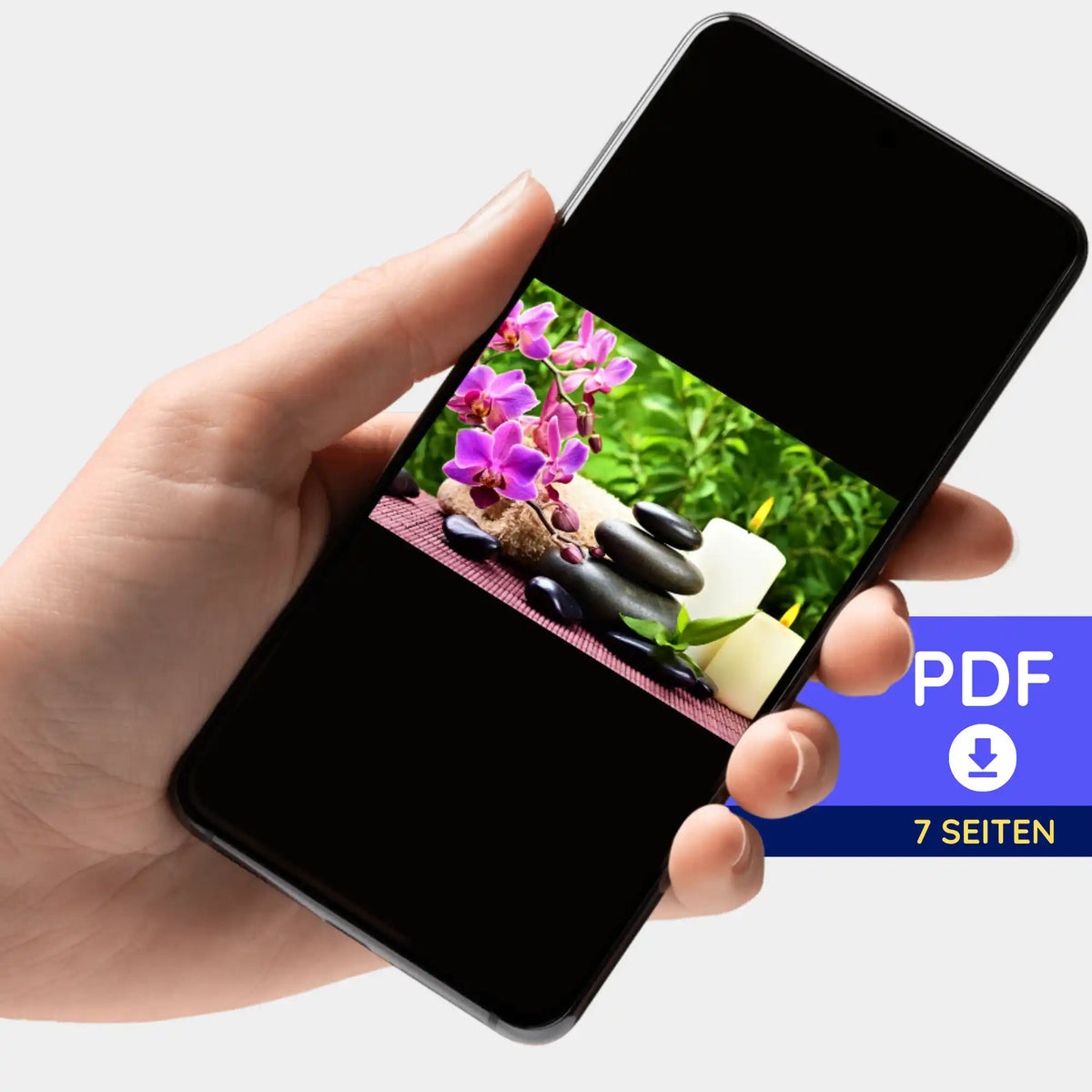 Digitale PDF-Bildmappe Oase der Entspannung für Diamond Painting und kreative DIY-Bastelprojekte auf einem Smartphone