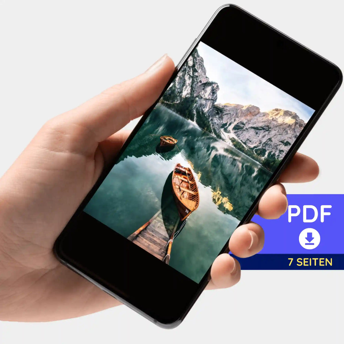 Digitale PDF-Bildmappe mit Motiv Boot am See für Diamond Painting oder Malen nach Zahlen auf Smartphone
