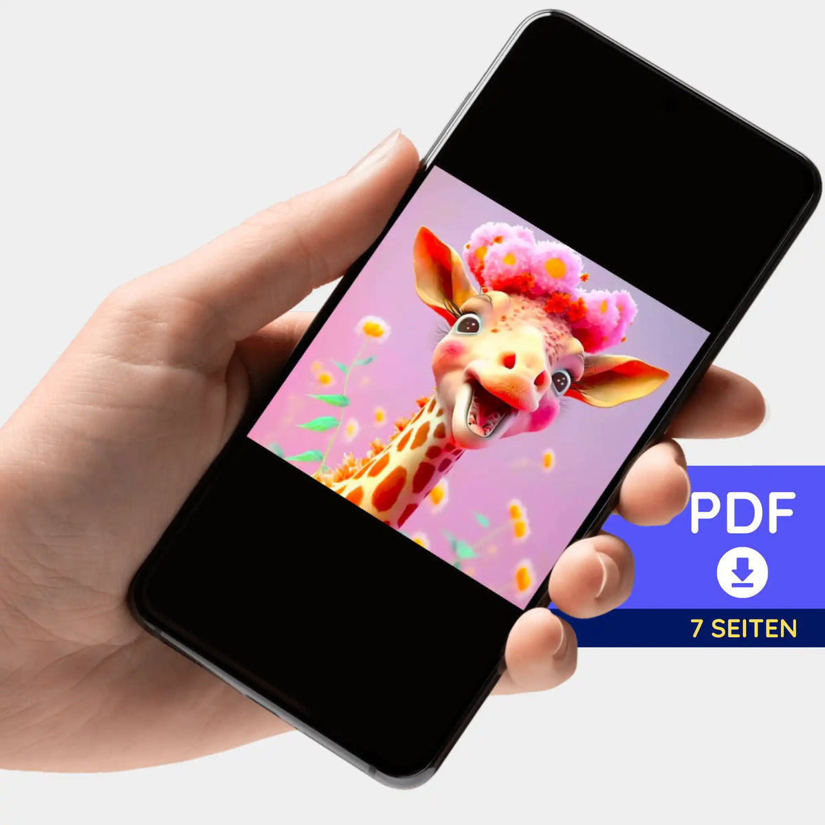 Digitale PDF-Bildmappe zur Fröhlichen Giraffe für Diamond Painting und Malen nach Zahlen Designs von Picmondoo