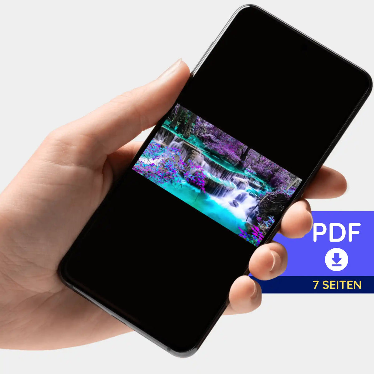 Digitale Picmondoo Bildmappe als PDF mit Wasserfall-Motiv für Diamond Painting Set und Malen nach Zahlen Projekte