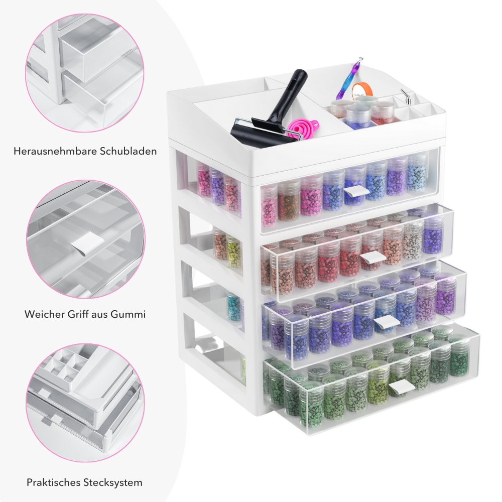 XXL Diamond Painting Tisch Organizer mit Schubladen zur Aufbewahrung von Steindöschen und Bastelzubehör