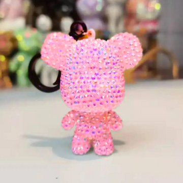 Rosa Diamond Painting Schlüsselanhänger als funkelnder Glitzerbär für Kinder und Erwachsene