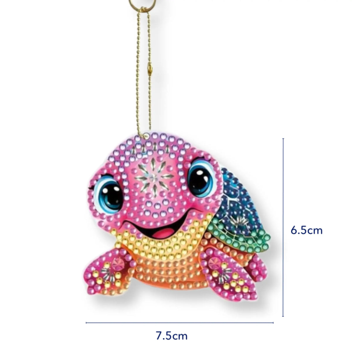 Diamond Painting Schlüsselanhänger Schildkröte mit funkelnden Steinen in bunten Farben für Kinder und DIY-Fans