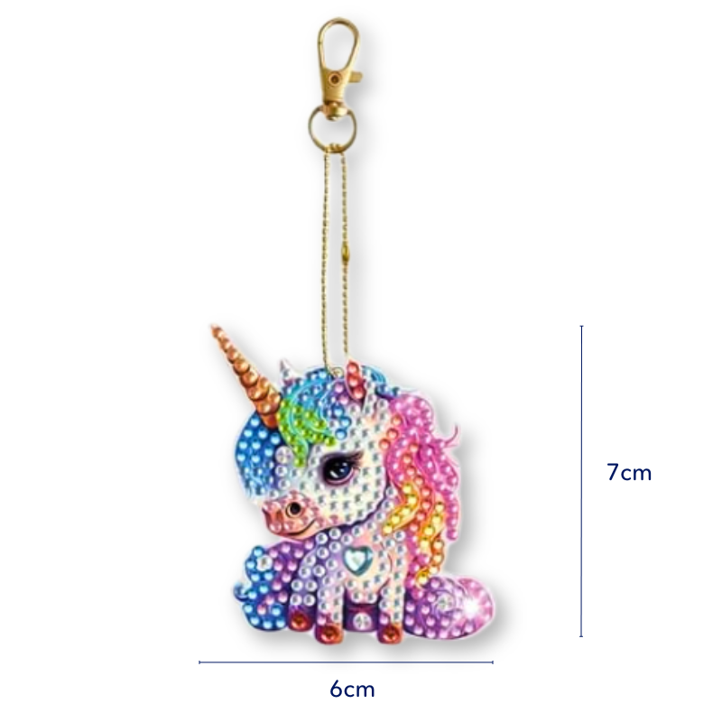 Bunter Diamond Painting Schlüsselanhänger als süßes Einhorn mit funkelnden Glitzersteinen für Kinder und Anfänger