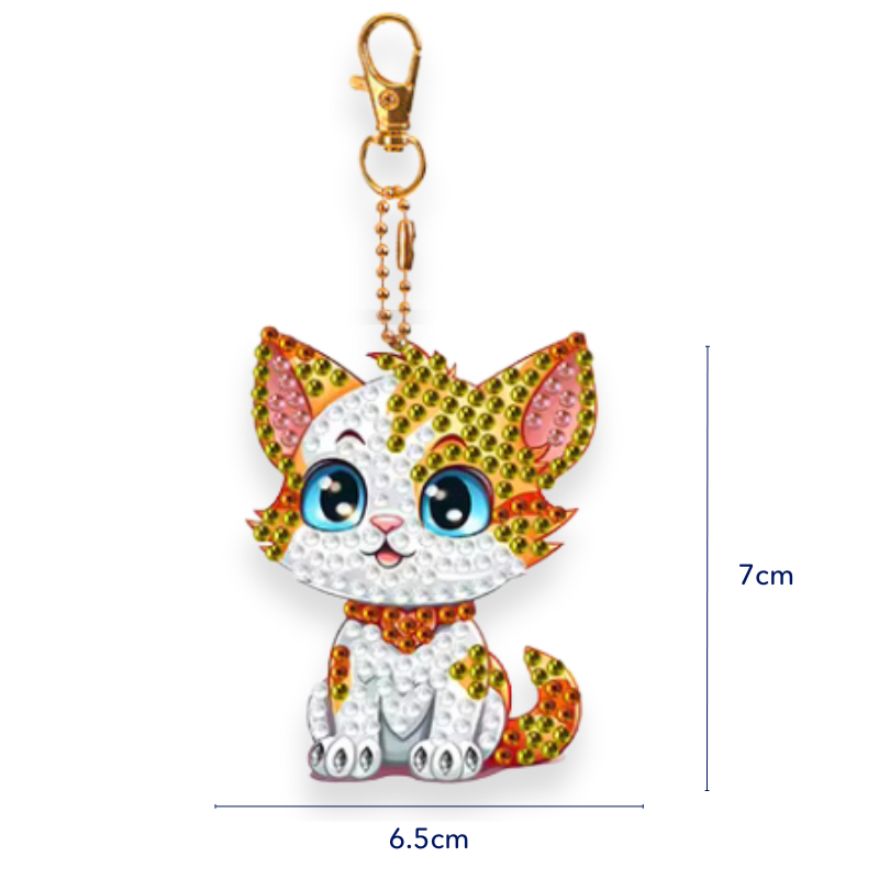 Diamond Painting Schlüsselanhänger Sweet Cats, funkelndes Katzen-Motiv mit bunten Glitzersteinen für Anfänger