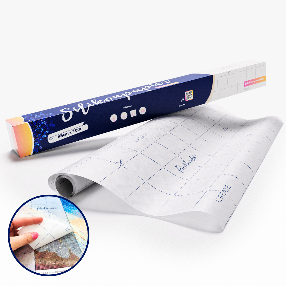 Diamond Painting Silikonpapierrolle 45x10cm mit Raster für Schutz und einfaches Zuschneiden bei DIY-Kunstwerken