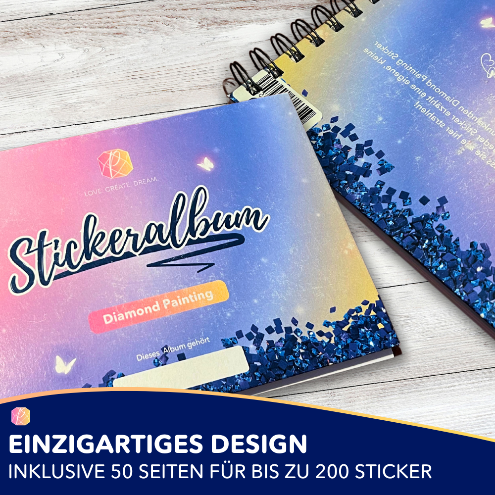 Picmondoo Diamond Painting Stickeralbum für kreative Bastelsets und zum Sammeln von Glitzer-Sticker