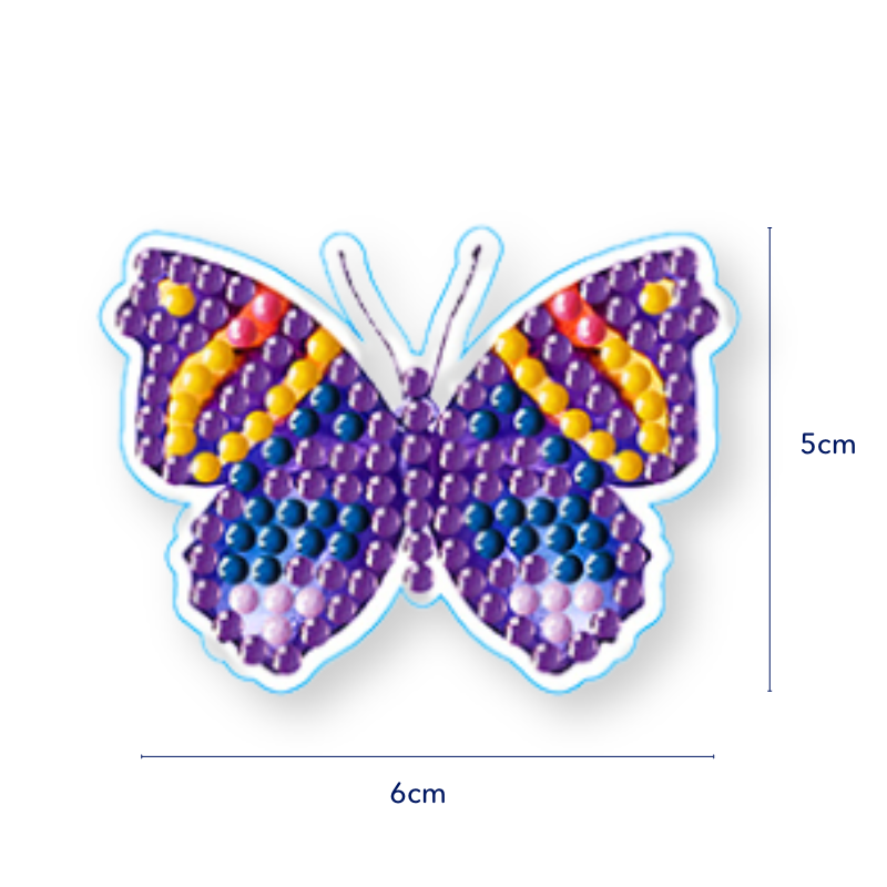 Diamond Painting Sticker Set XL: Bunter Schmetterling mit funkelnden Glitzersteinen als DIY-Aufkleber für Kinder
