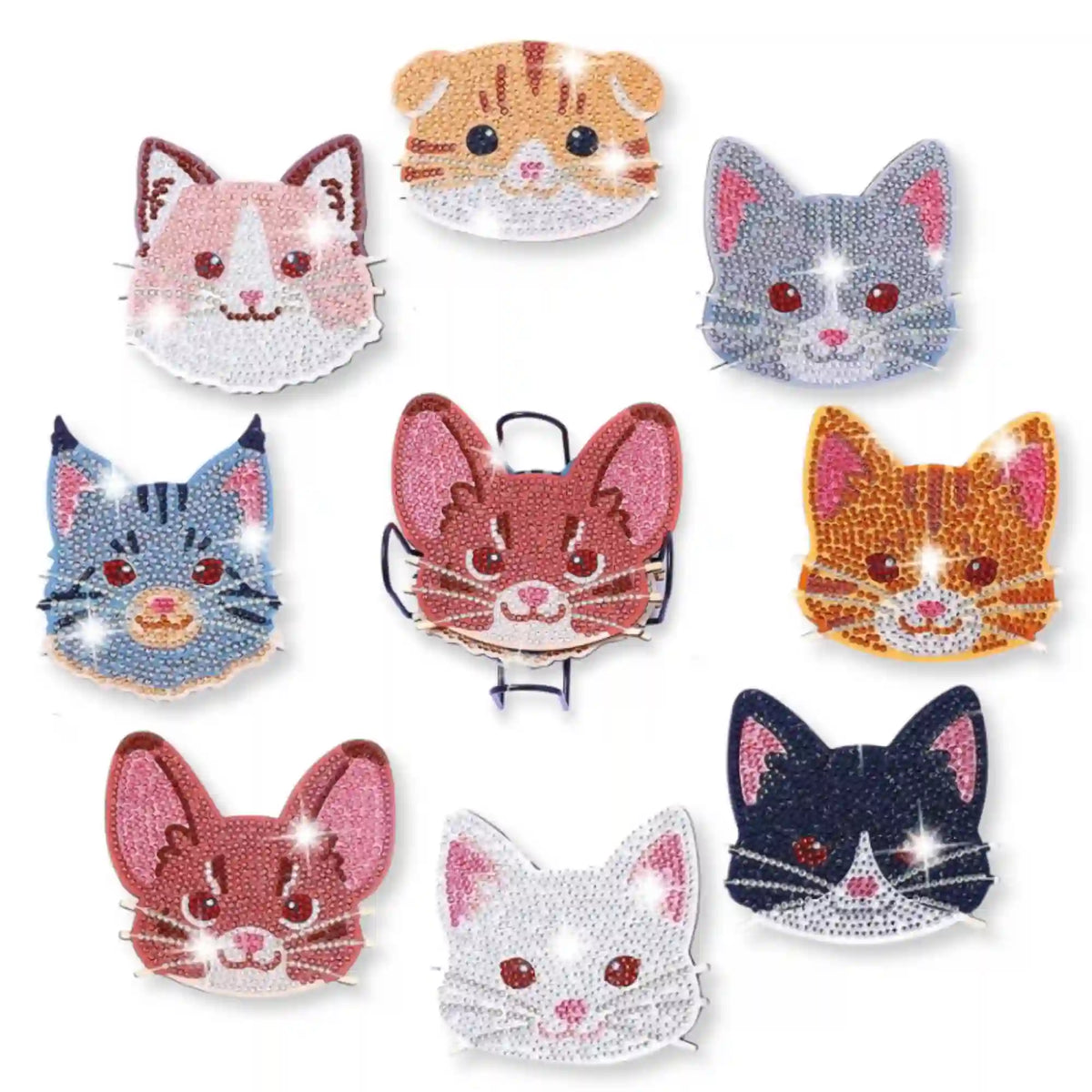 Diamond Painting Untersetzer Set mit Katzen- und Mausmotiven aus glitzernden Steinchen für individuelle Tassendekoration