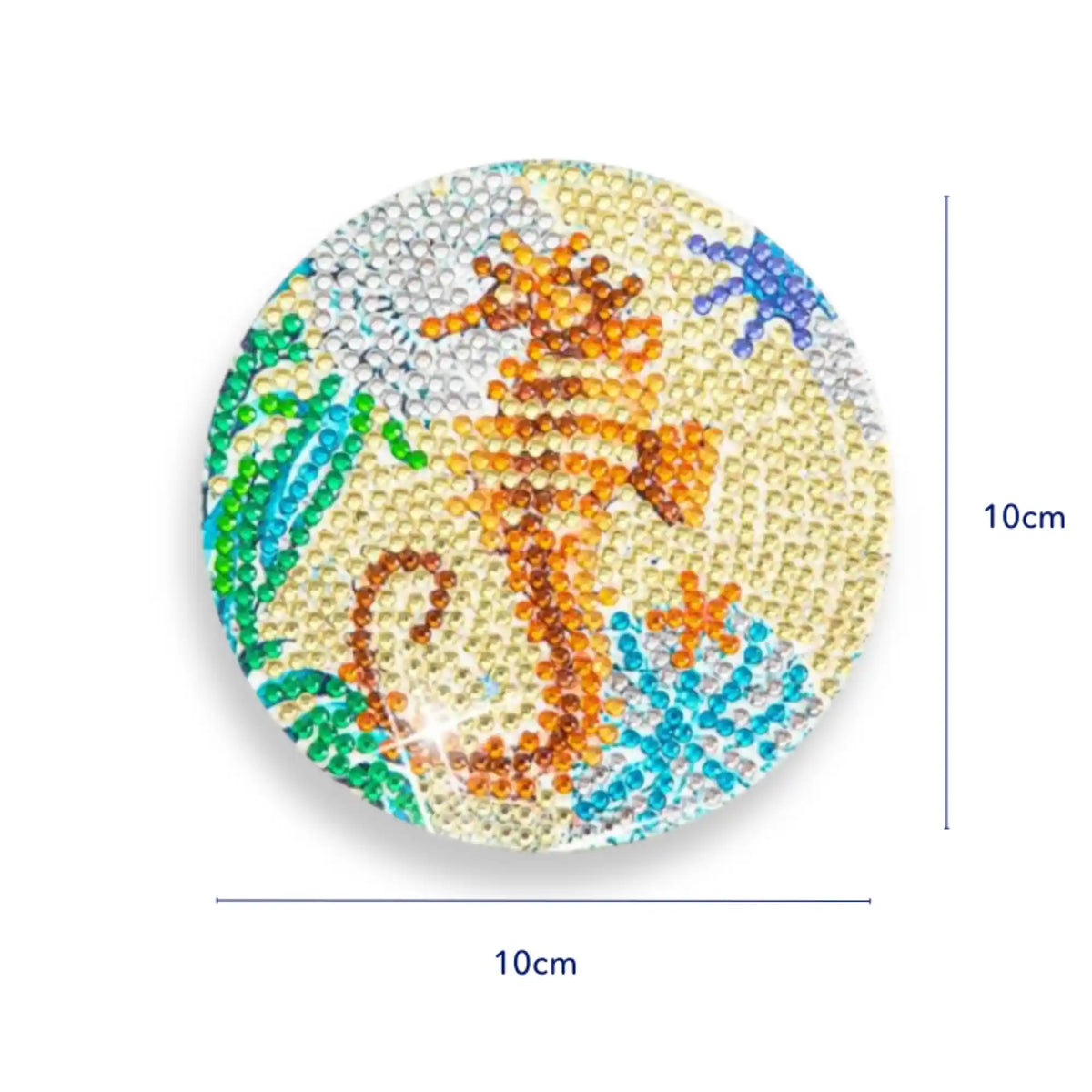 Runder Diamond Painting Untersetzer mit Seepferdchen-Motiv aus glitzernden Strass-Steinen im Meer-Design
