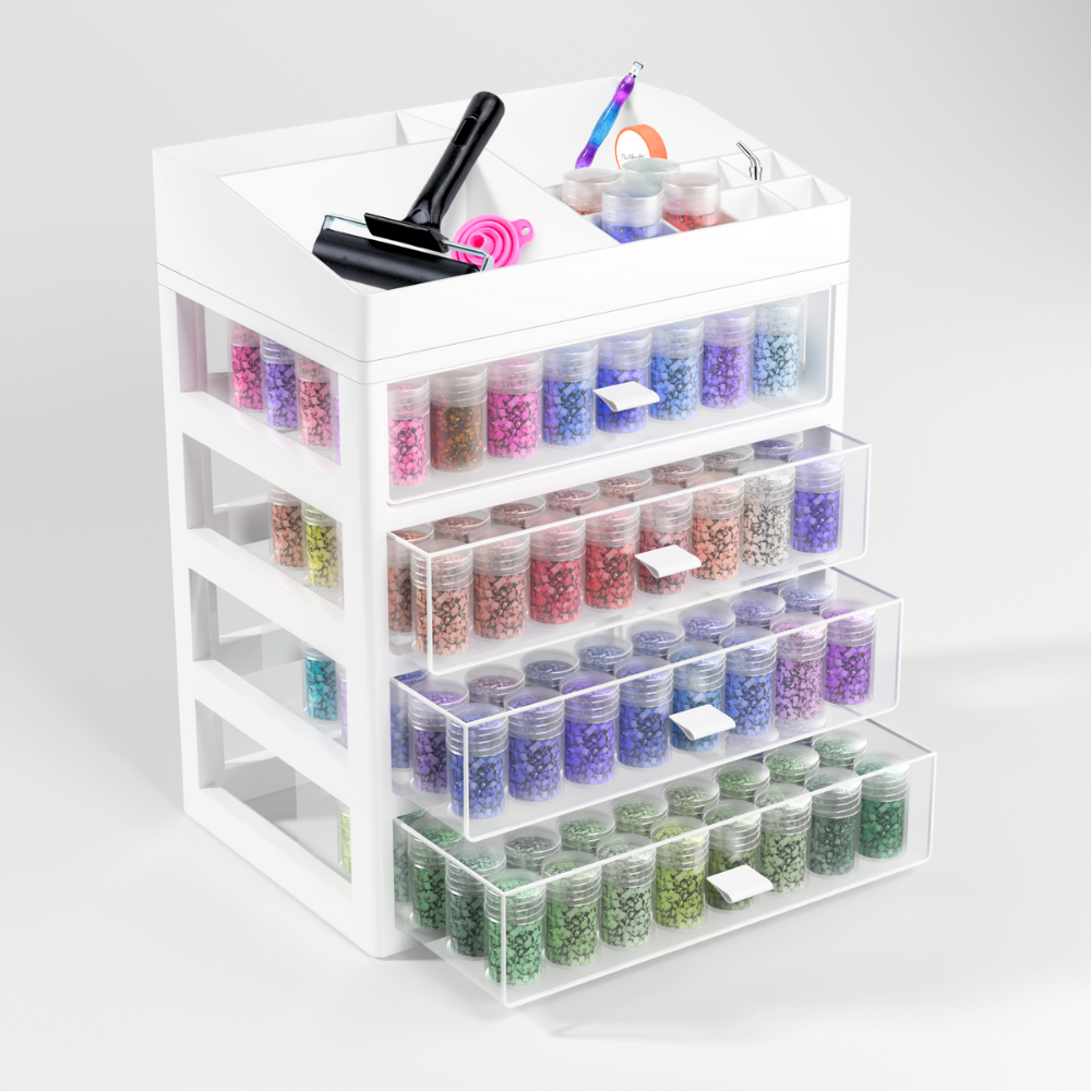 XXL Diamond Painting Tisch Organizer mit vielen Schubladen zur Aufbewahrung von Steinchen und Diamond Painting Zubehör