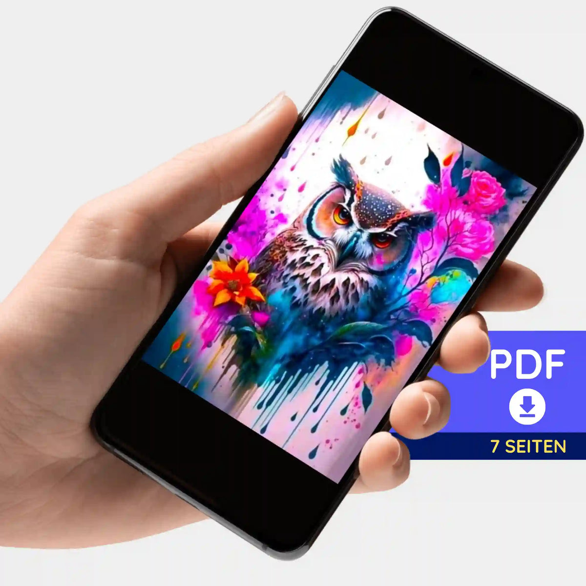 Digitale Picmondoo Eulen-Bildmappe als PDF zum Download für Diamond Painting und Malen nach Zahlen Projekte