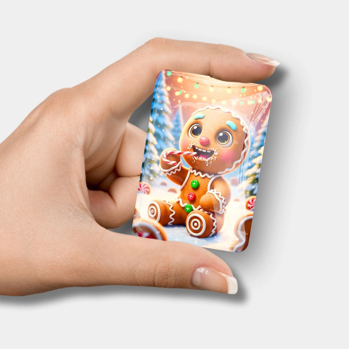 Glas Cover Minder für Diamond Painting mit süßem Lebkuchenmann Motiv als Zubehör für Diamanten Painting Sets