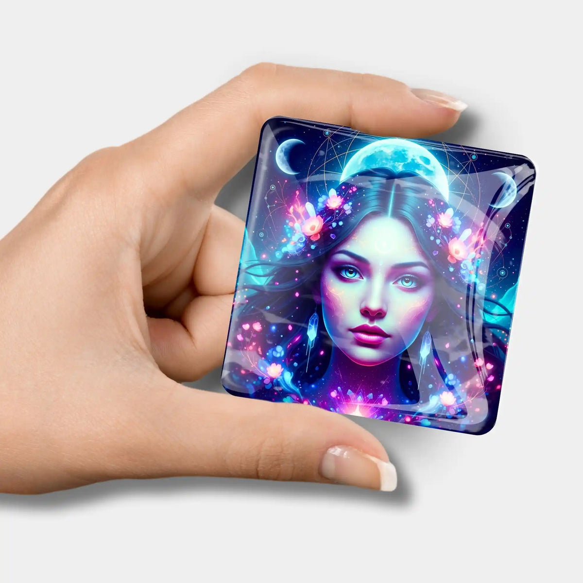 Magnetischer Coverminder Mondprinzessin mit glänzendem Glas-Design für Diamond Painting Zubehör