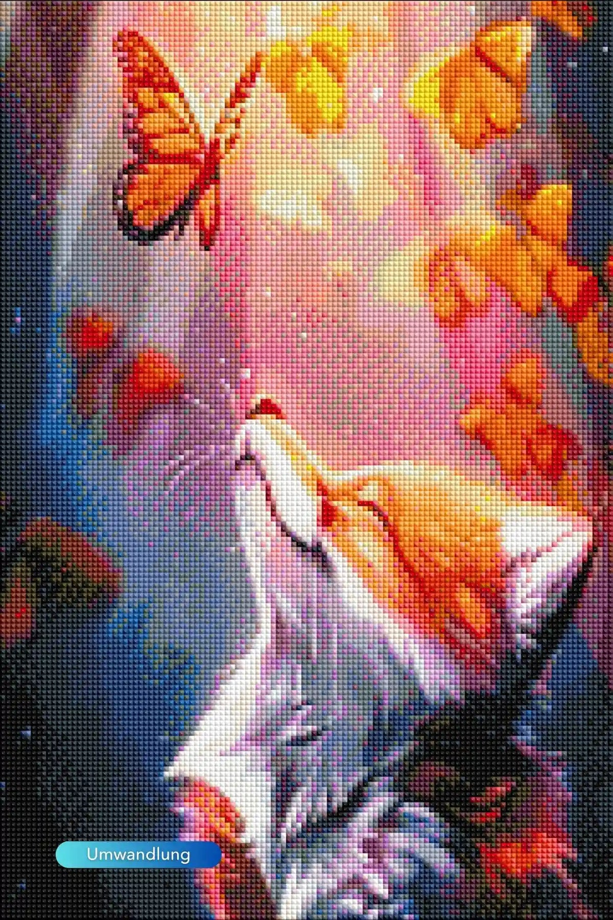 Diamond Painting Set mit süßem Fuchs und Schmetterlingen im herbstlichen Wald, 30x45cm mit eckigen Diamanten