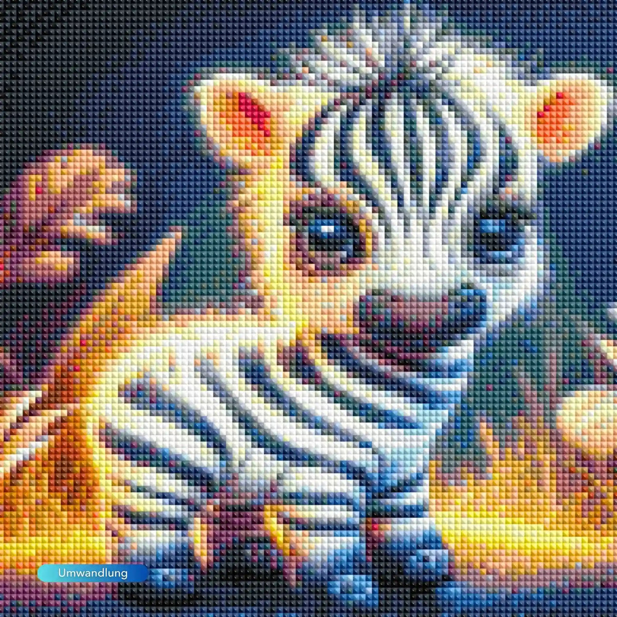 Diamond Painting Set mit buntem, niedlichem Zebra-Baby Motiv für kleine Bilder und Anfänger