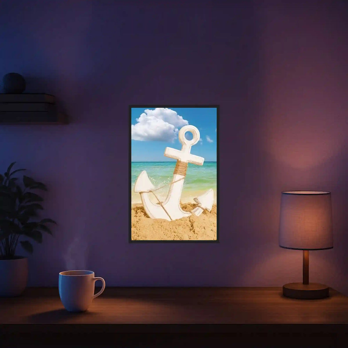 Diamond Painting Anker am Sandstrand als schönes Wandbild für entspannte DIY-Kunst am Meer