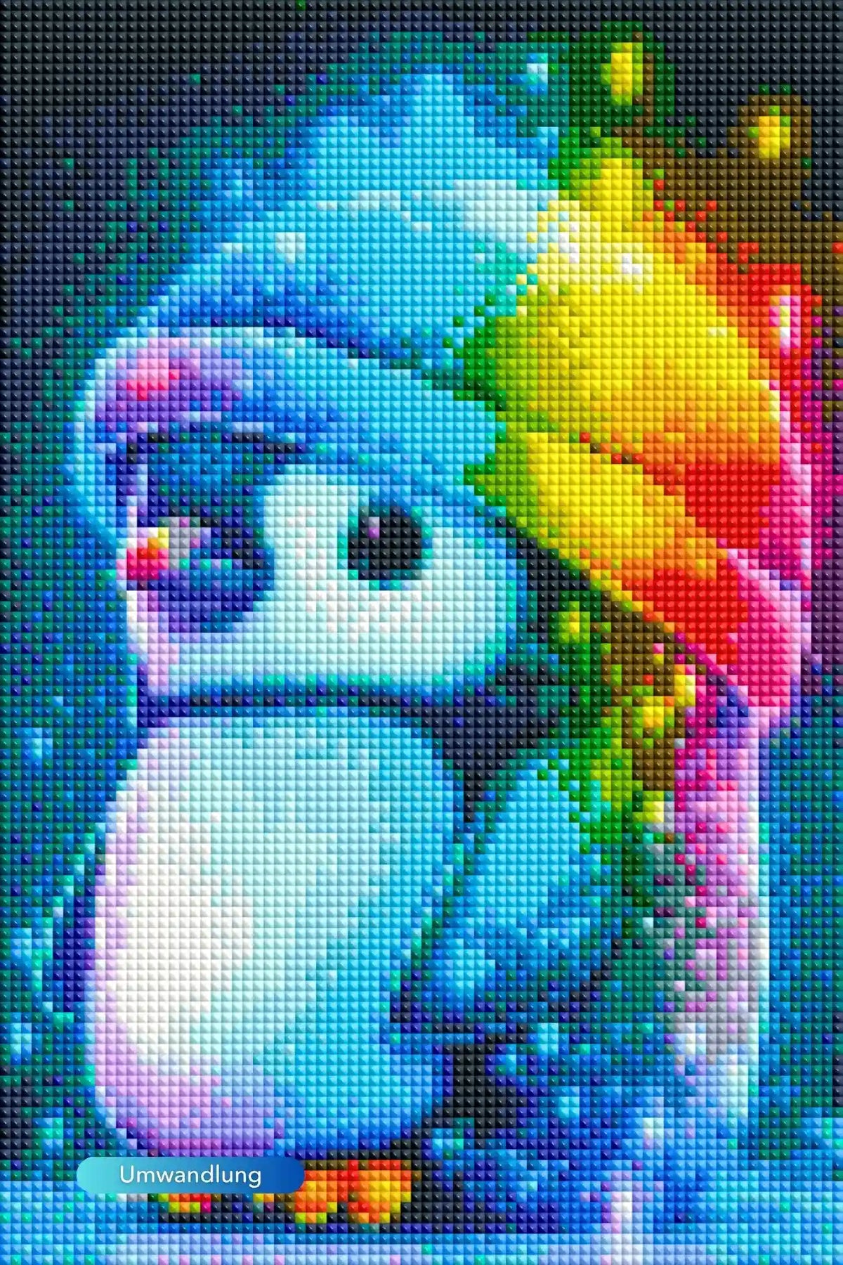 Buntes Diamond Painting Set für Kinder mit niedlichem Pinguin Motiv in 20x30cm aus quadratischen Diamanten