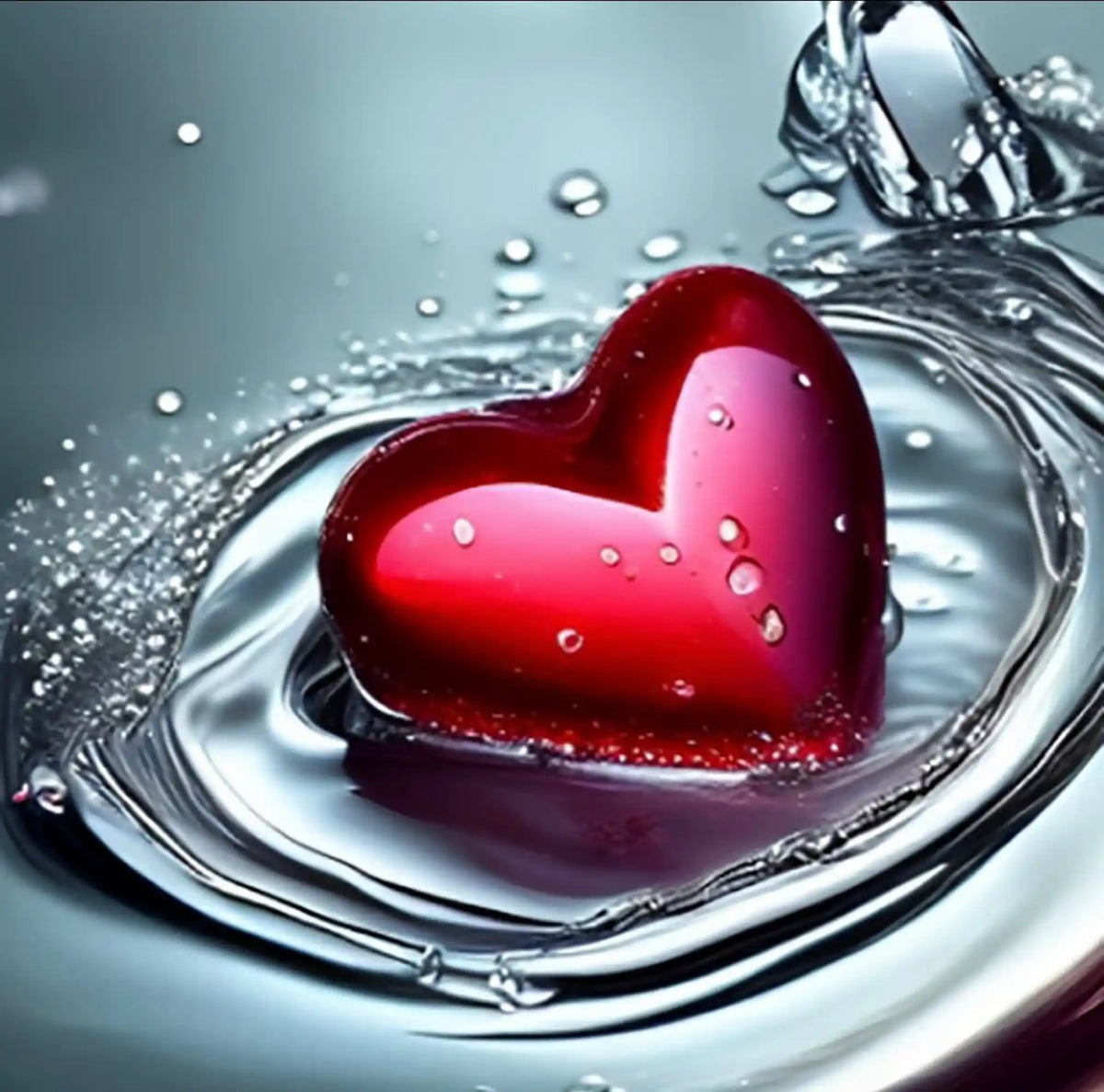 Diamond Painting Set Waterheart mit rotem Herz im Wasser, glitzerndes DIY-Kunstwerk für kreative Entspannung