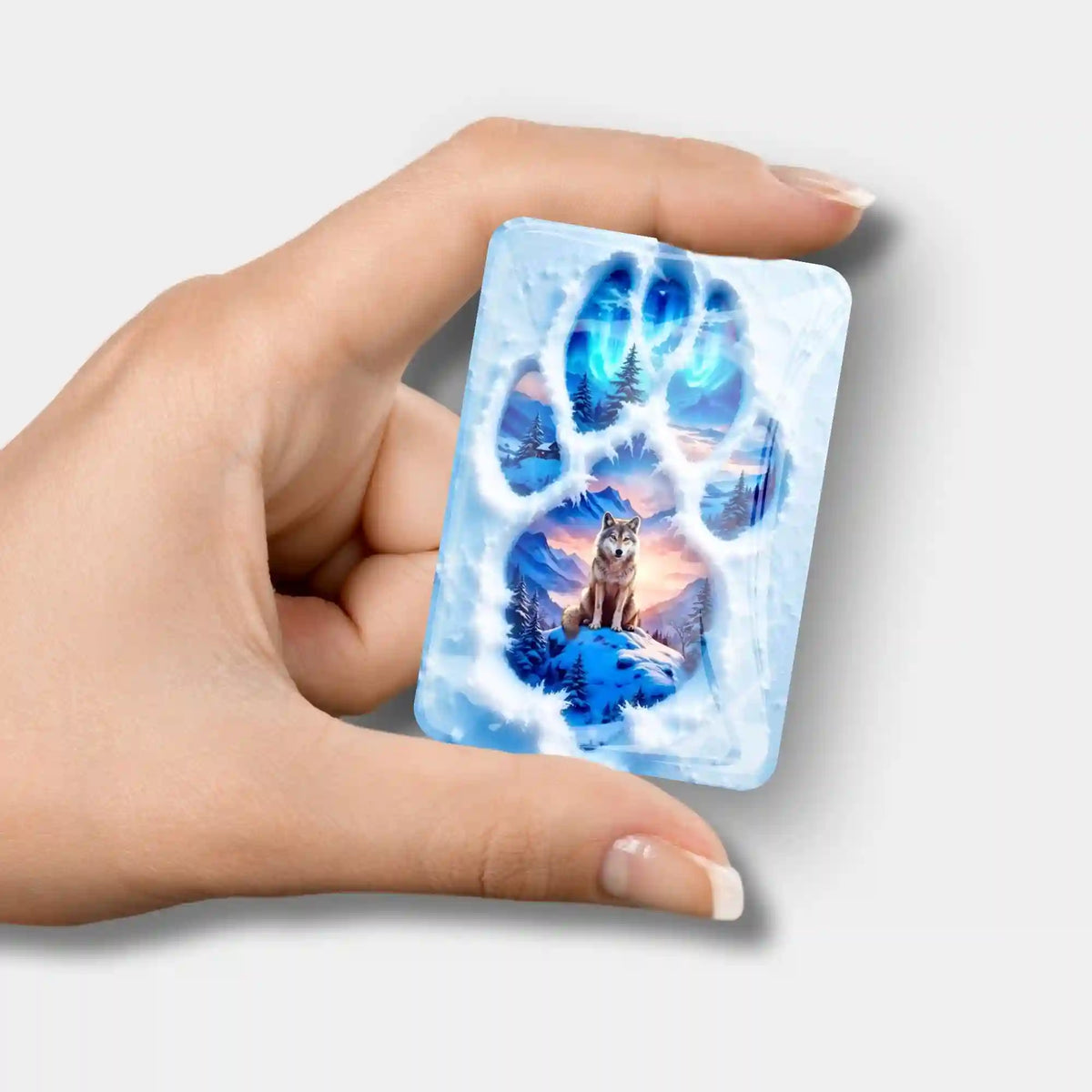 Glas Cover Minder mit Wolf-Motiv in Pfotenform für Diamond Painting Zubehör