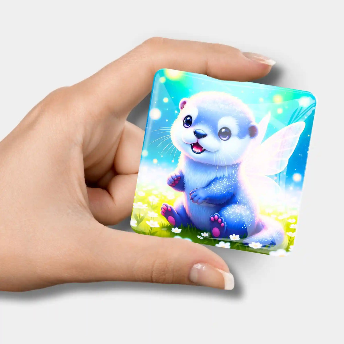 Glas Cover Minder mit Feenotter Motiv als praktisches Diamond Painting Zubehör für Diamanten Painting Fans