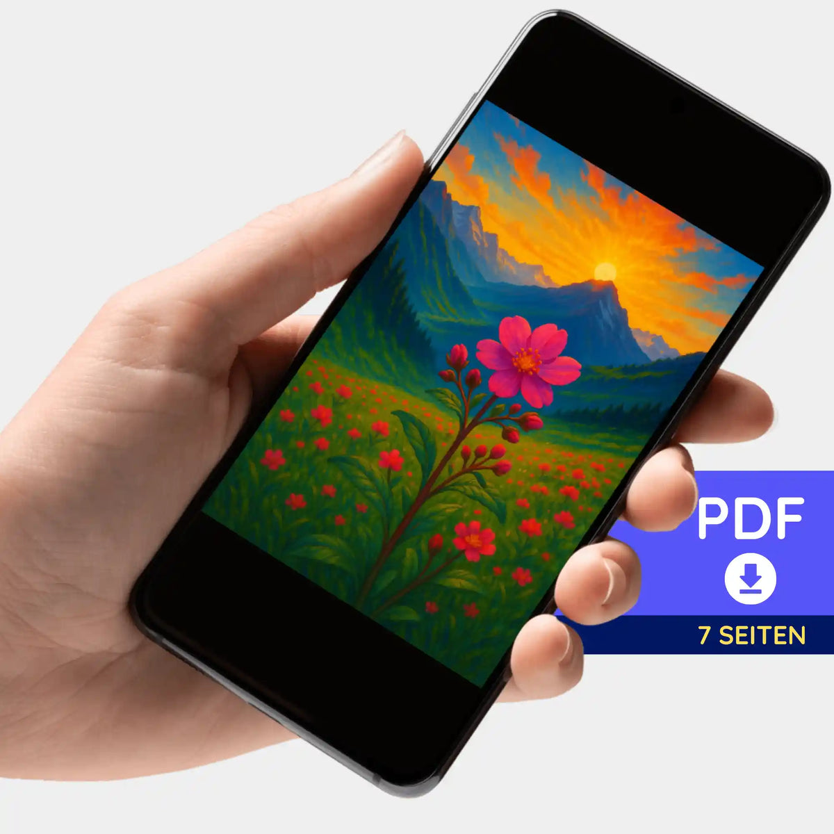Digitale PDF-Bildmappe mit Gebirgsblume Motiv für Diamond Painting und Malen nach Zahlen Projekte von Picmondoo