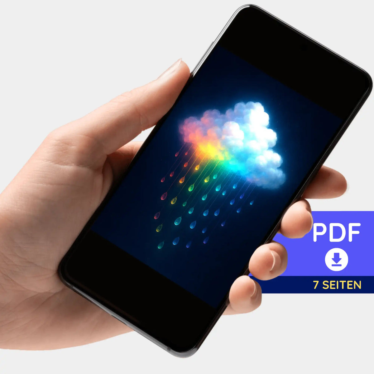 Digitale PDF-Bildmappe mit Regenbogenwolke Motiv für Diamond Painting oder Malen nach Zahlen auf Smartphone