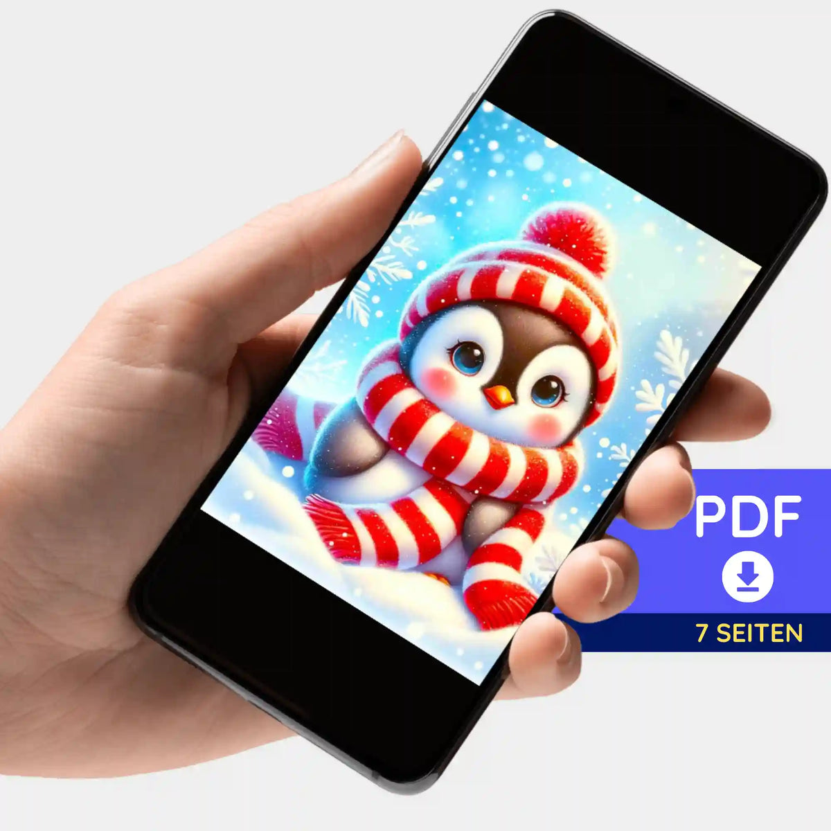 Digitale Picmondoo PDF-Bildmappe mit süßem Pinguin-Motiv für dein nächstes Diamond Painting oder Malen nach Zahlen Projekt.