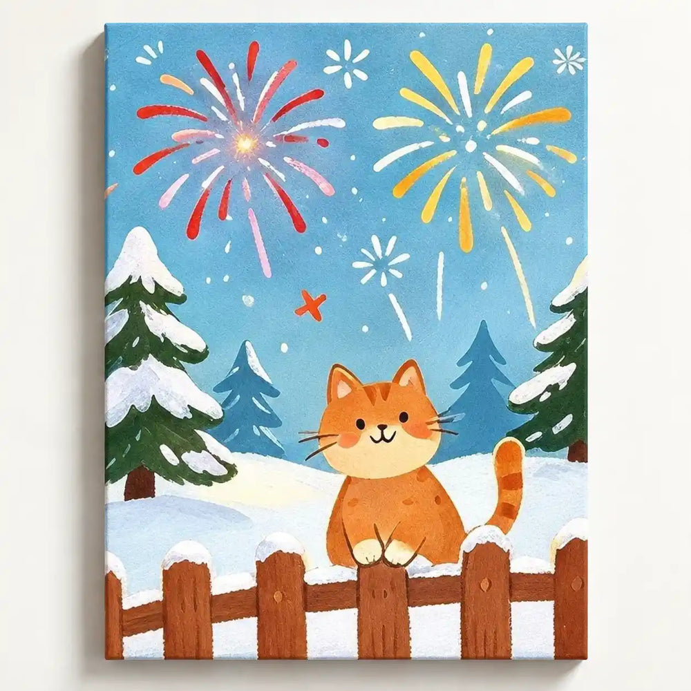 Malen nach Zahlen - Kleine Silvesterkatze