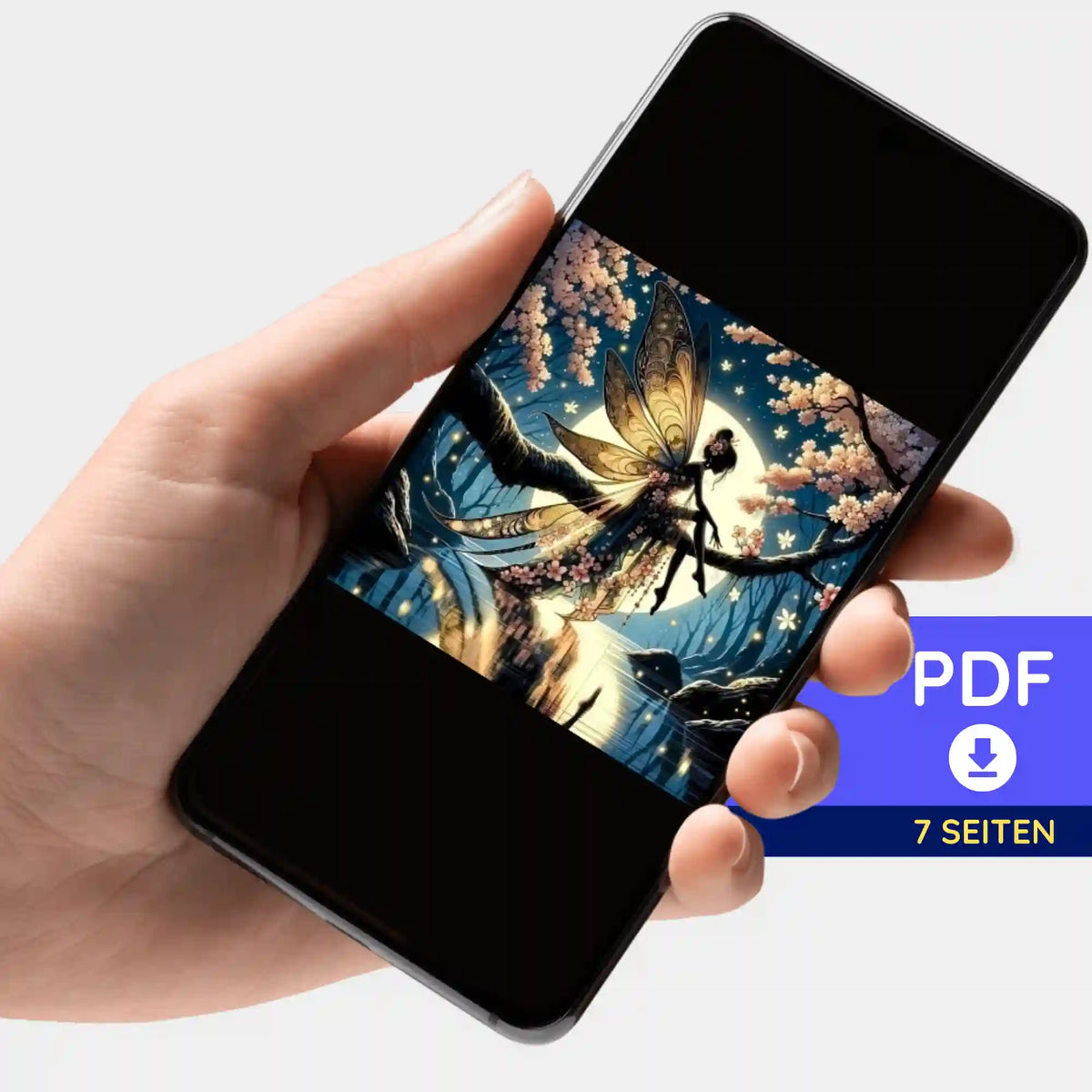 Digitale PDF-Bildmappe Mondscheinfee für Diamond Painting und Malen nach Zahlen auf dem Smartphone