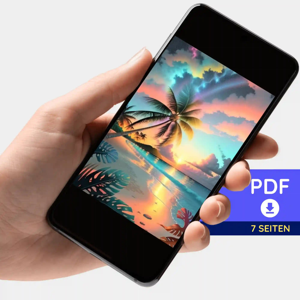 Portefeuille d'images numériques - Palmier sous un ciel de soirée coloré