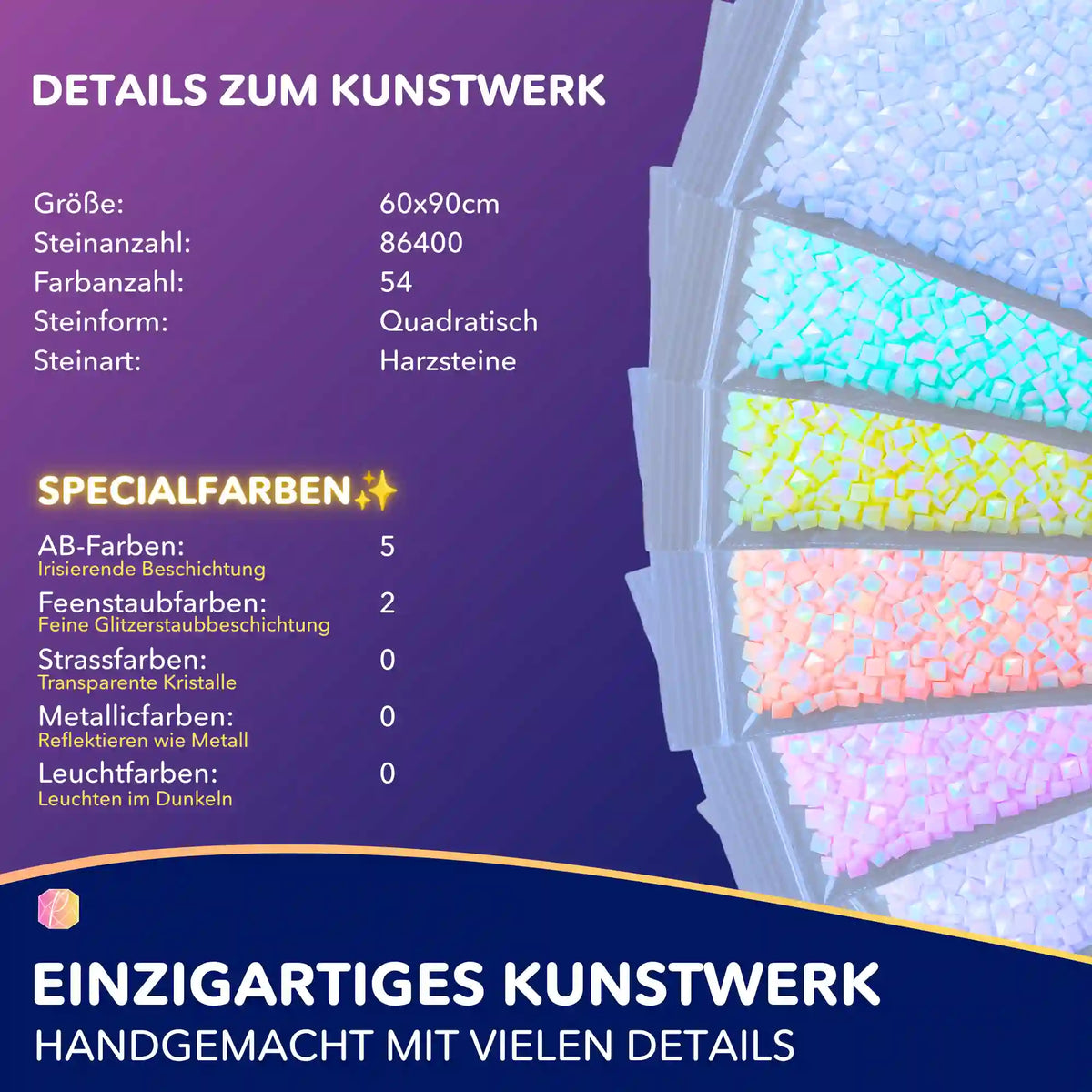 Diamond Painting Set Weihnachtslandschaft mit quadratischen Harzsteinen, AB-Farben und Feenstaubeffekt in 60x90cm.