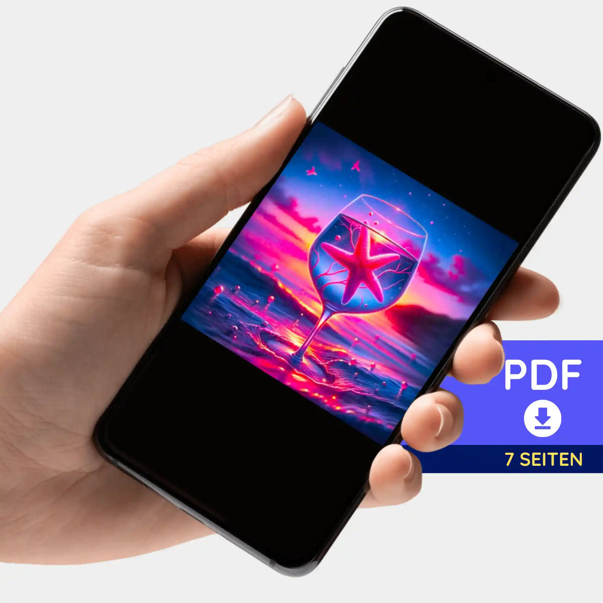 Digitale PDF-Bildmappe Seesternzauber für Diamond Painting und kreative DIY-Bastelsets auf Smartphone