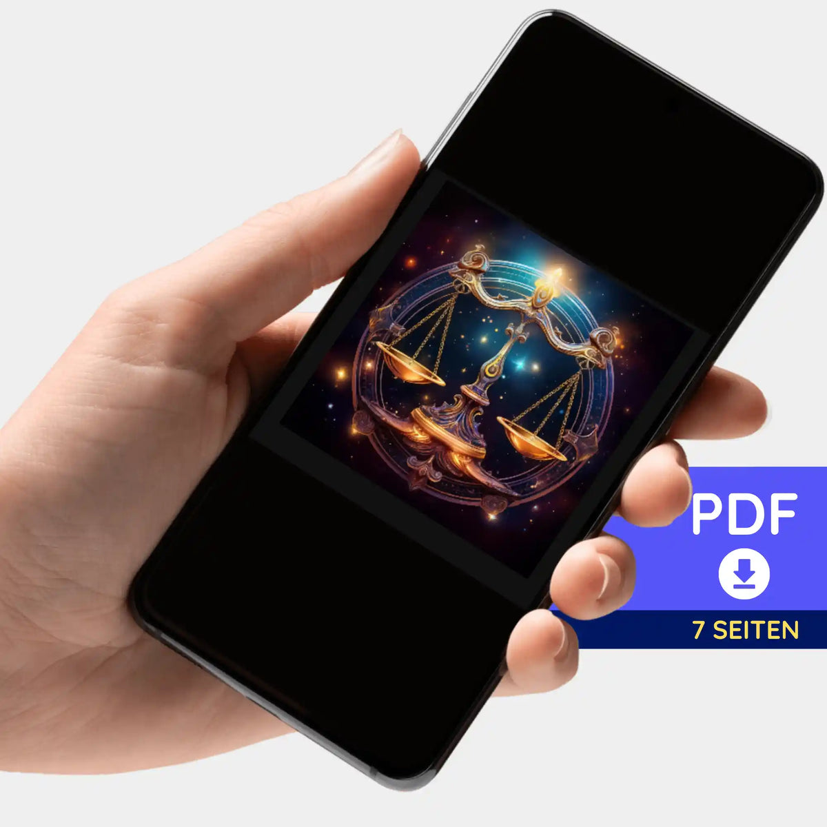 Digitale PDF-Bildmappe mit Sternzeichen Waage Motiv für Diamond Painting und kreative DIY-Projekte vom Smartphone