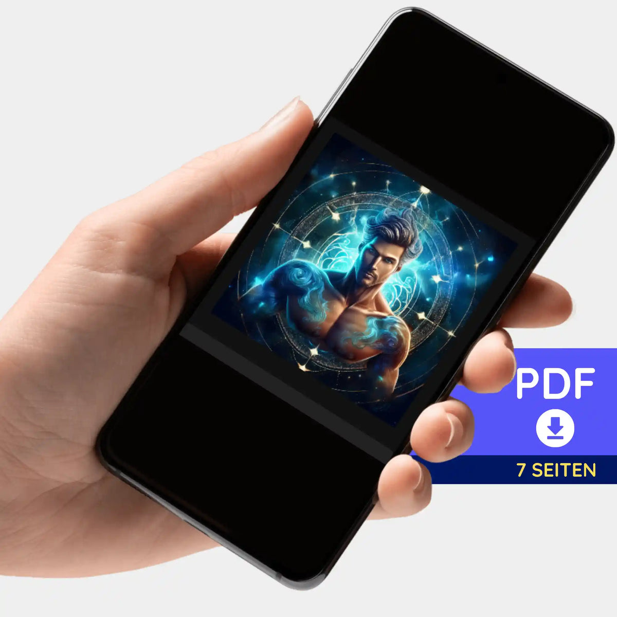 Digitale Bildmappe als PDF zum Download für Diamond Painting Sternzeichen Wassermann Limited Edition auf Smartphone
