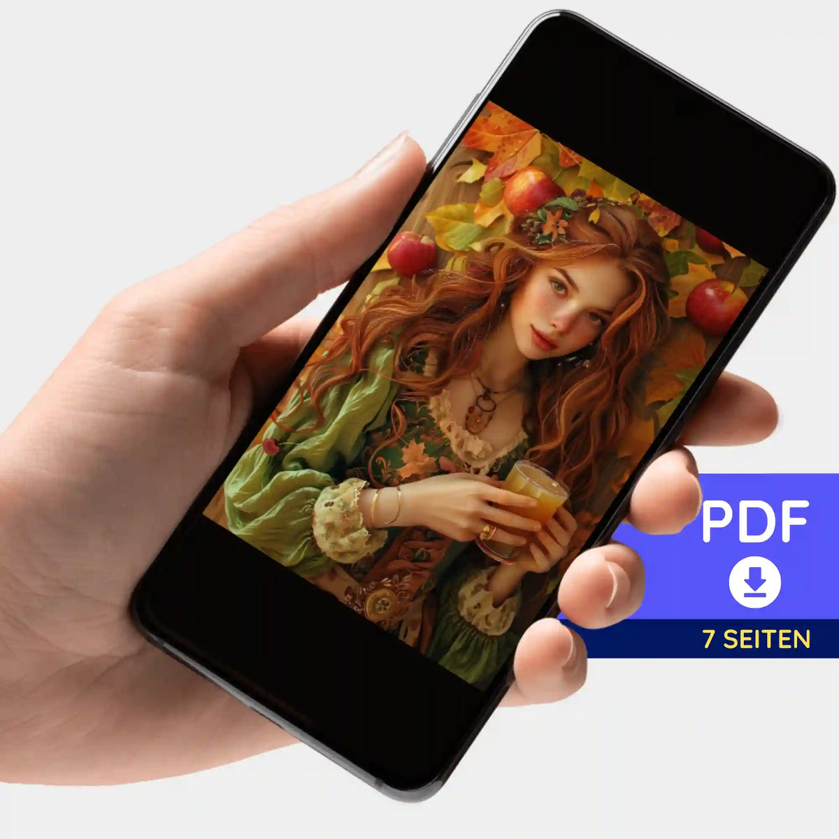 Digitale Picmondoo Bildmappe Apfelmädchen Ruby als PDF für Diamond Painting und Malen nach Zahlen Download