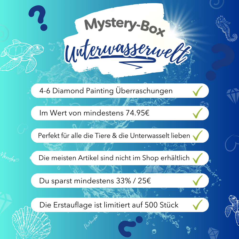 Diamond Painting Mystery-Box Unterwasserwelt mit limitierten Überraschungs-Sets, Meerestieren und Sparvorteil